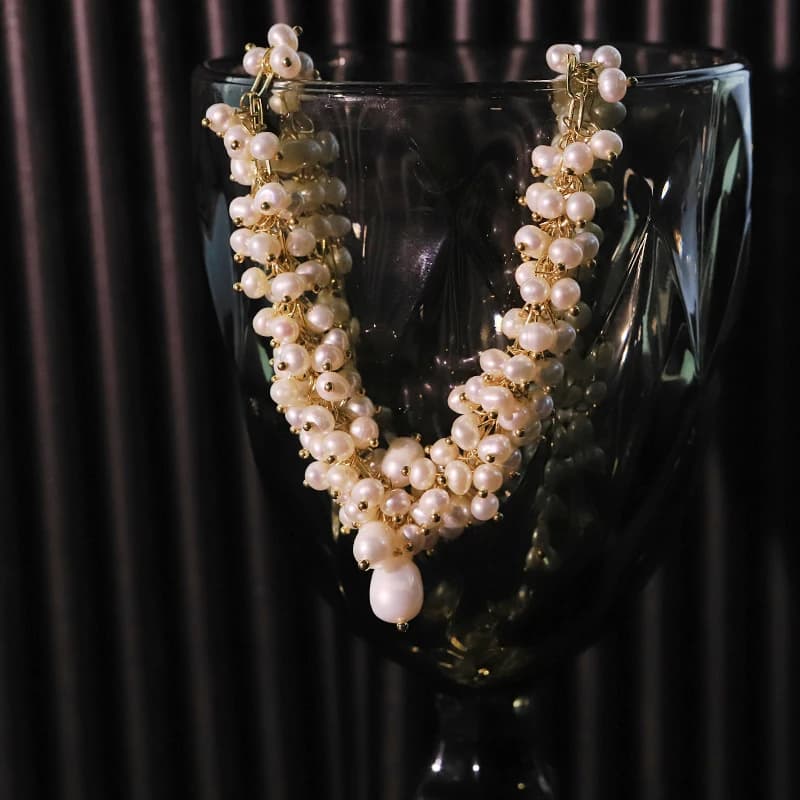 Collier de petites perles d'eau douce naturelles plaqué or 18 carats, Design de luxe, fait à la main, bijoux pour femmes GN0235