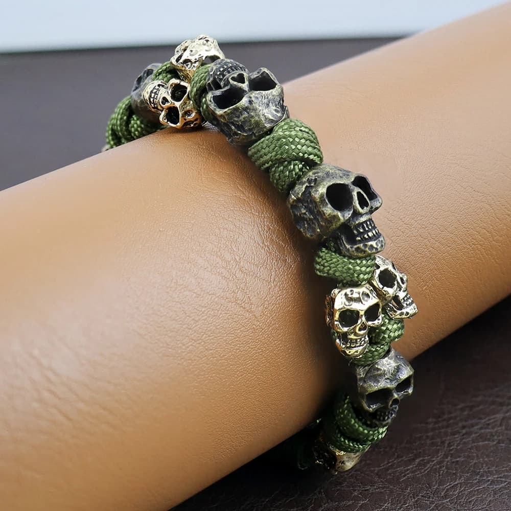 Bracelets de crâne populaires à la mode pour hommes, cadeau Vintage tissé réglable, breloque Punk Rock, accessoires de bijoux masculins, vente en gros