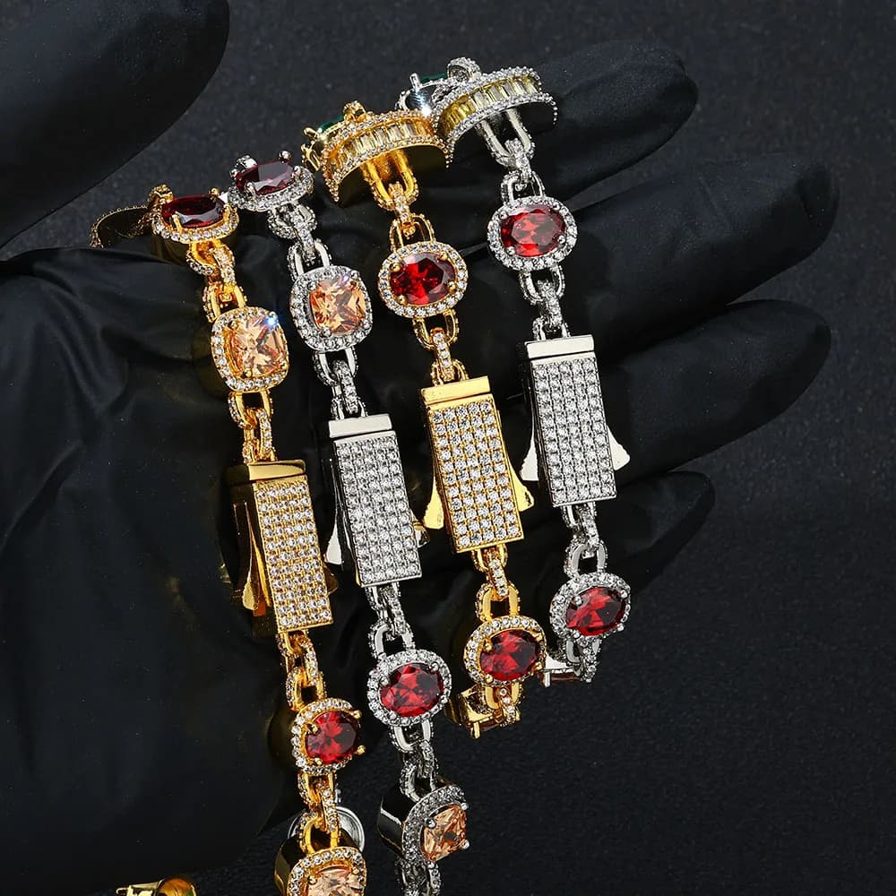 ESKEEM – collier glacé multicolore en rubis et émeraude