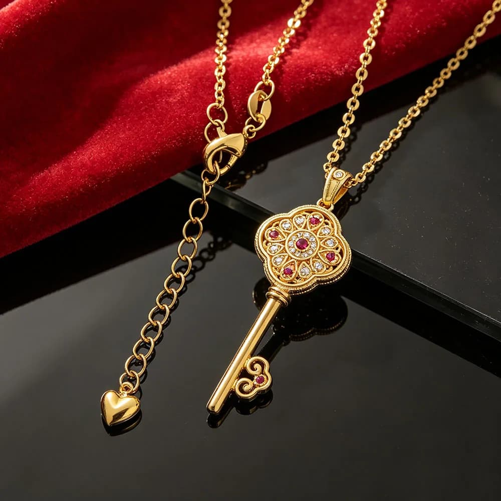 Collier classique en or 18 carats avec fleur et diamants