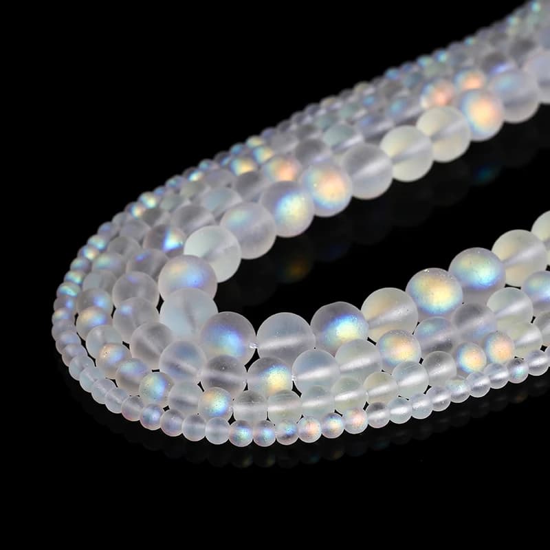 Perles rondes en verre de cristal aurore mat