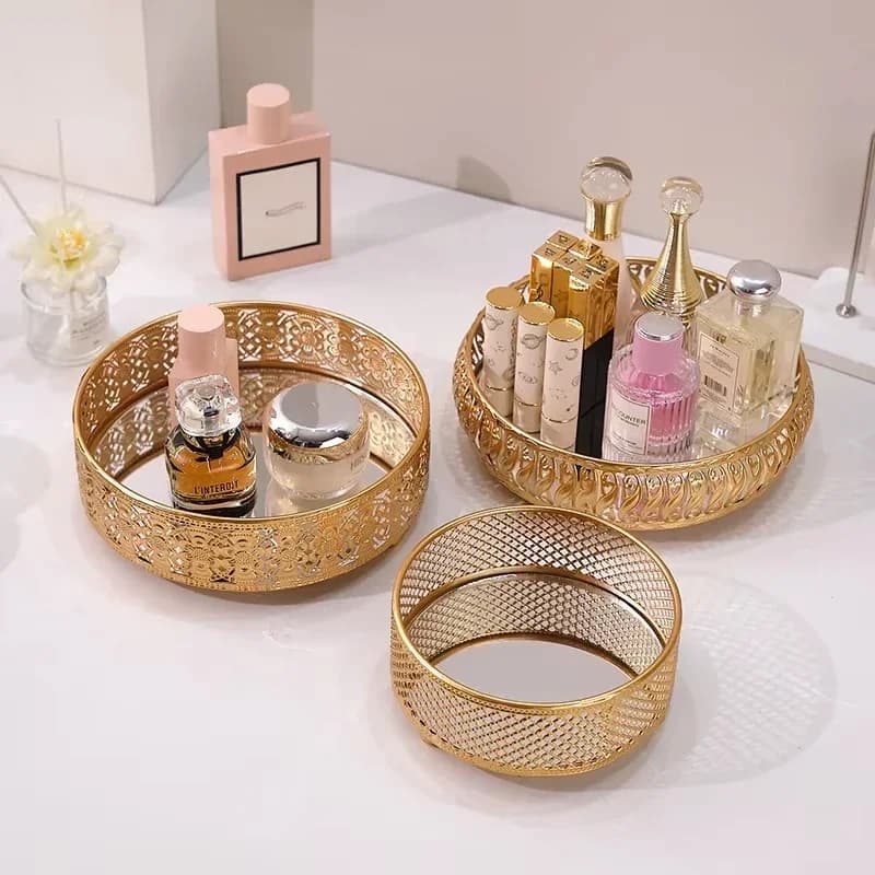 Miroir cosmétique nordique, rangement de bijoux, commode de table, rangement rond T1, accessoires de décoration pour la maison