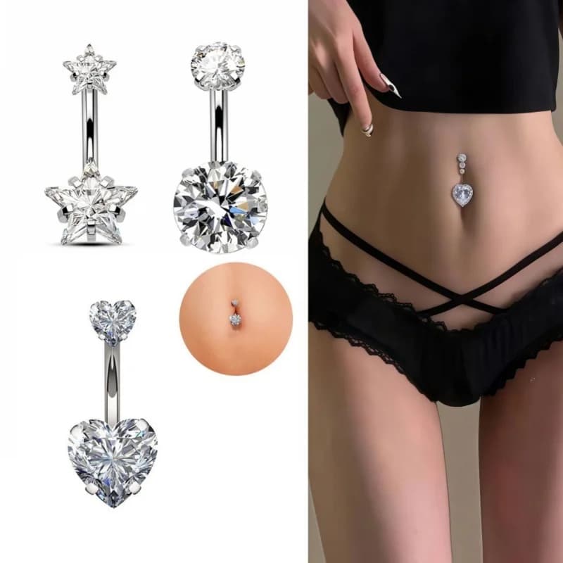Piercing de nombril sexy en acier inoxydable, anneau de nombril en forme de cœur tendance pour femmes et filles, bijou de corps