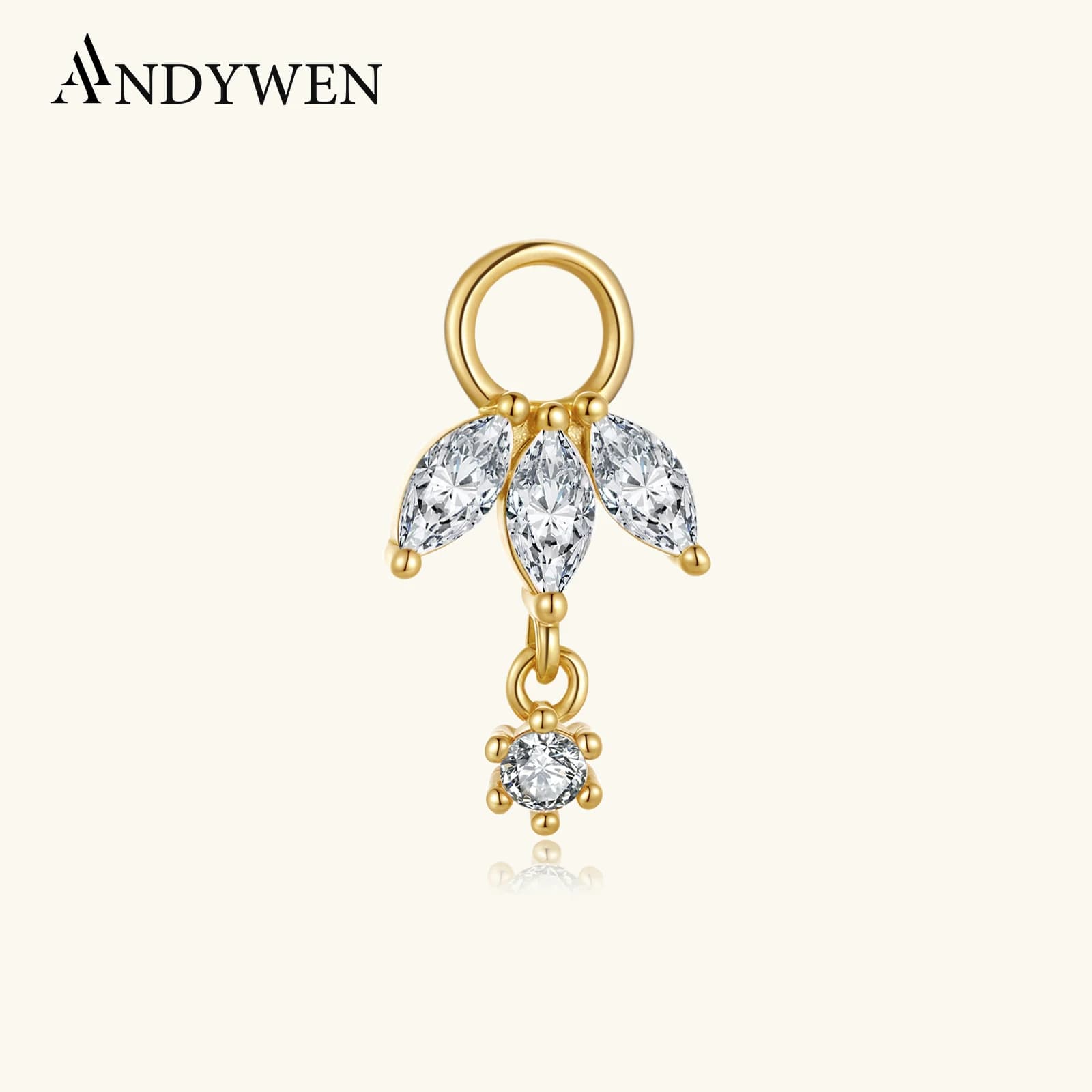 ANDYWEN Boucles d'oreilles pendantes en argent sterling 925 avec zircon scintillant en forme de marquise et rond, bijoux pour femmes, cadeau chic et tendance