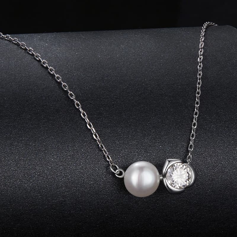 Bamoer U Rose Moissanite – collier en argent Sterling 925, design décoratif unique en perles, certifié, bijoux fins pour femmes, VVS1