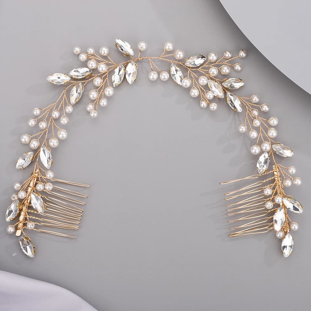 Accessoires de mariage en biscuits or rose et argent, coiffure de mariée, robes de perles pour événements spéciaux, bijoux de tête, diadème de demoiselle d'honneur