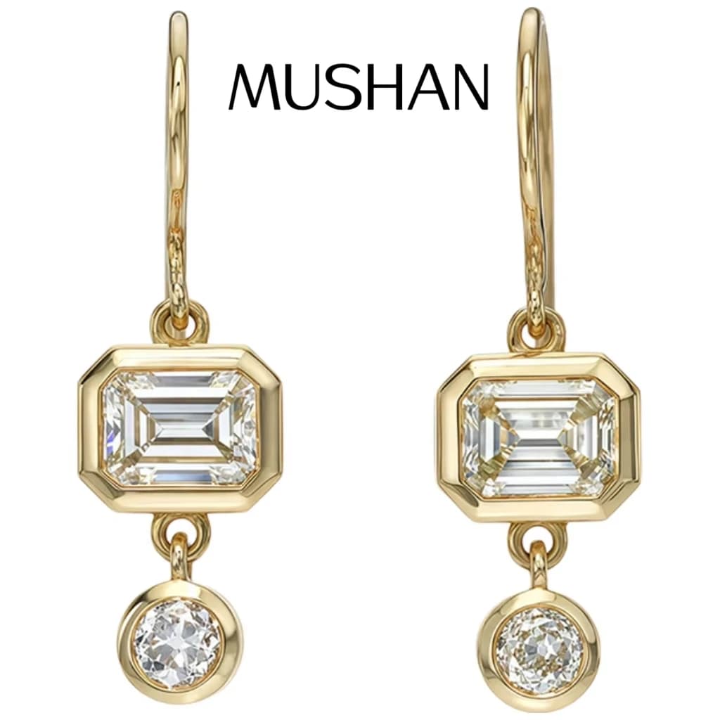 Boucles d'oreilles MUSHAN personnalisées en argent sterling 925, moissanite couleur D VVS, design minimaliste, accessoires diamantés