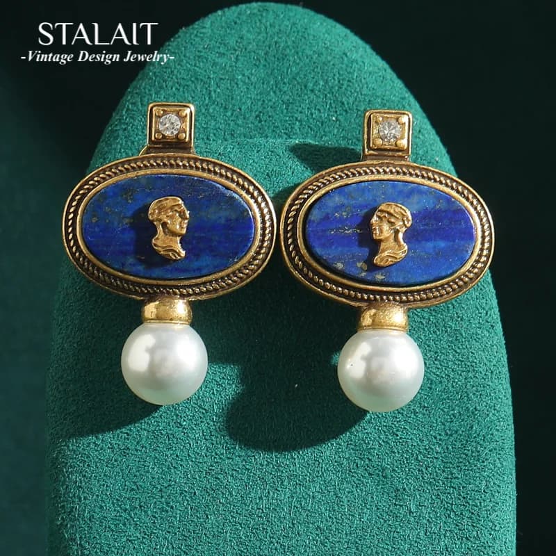 Boucles d'oreilles antiques en Lapis Lazuli
