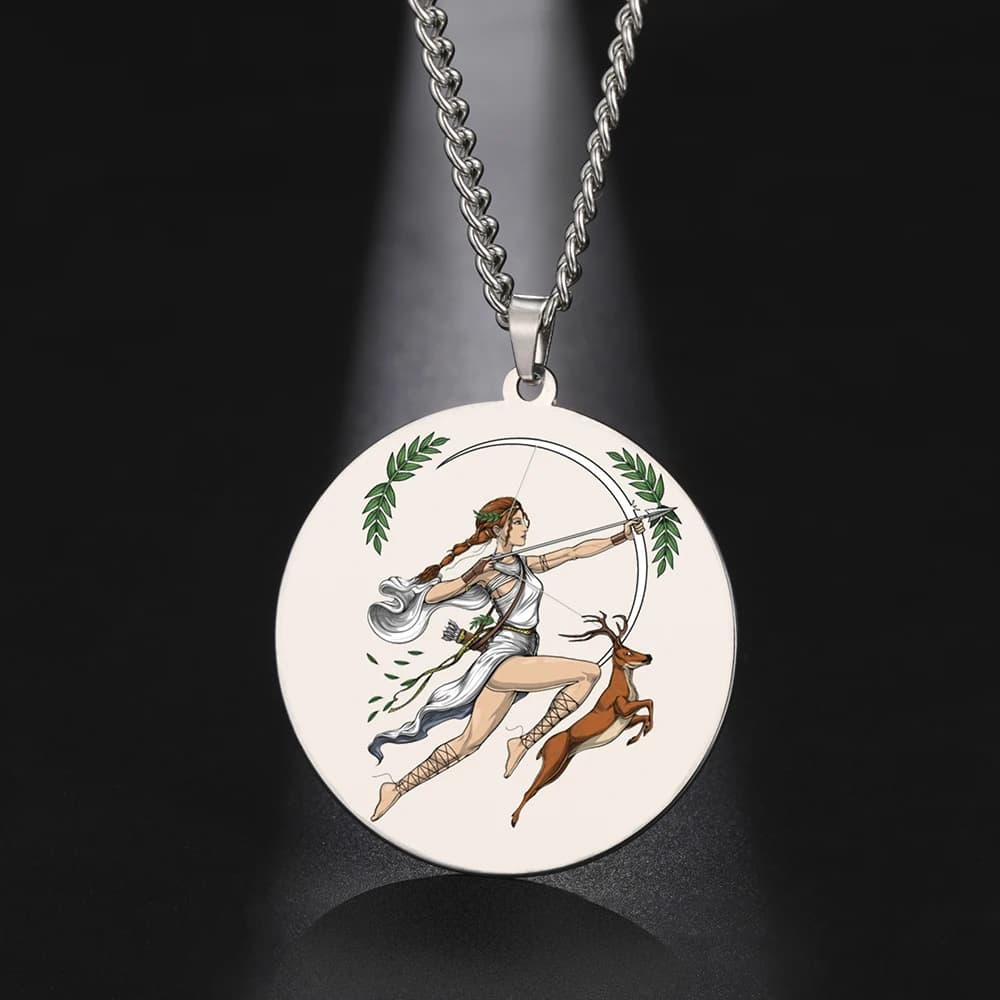 Dawapara – collier Artemis multicolore, déesse grecque antique de la mythologie de la chasse, bijoux Talisman de Protection en acier inoxydable