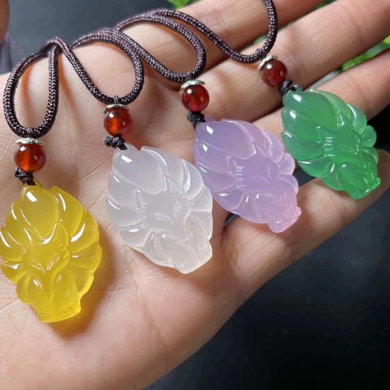 Collier pendentif renard sculpté à la main pour femme et homme