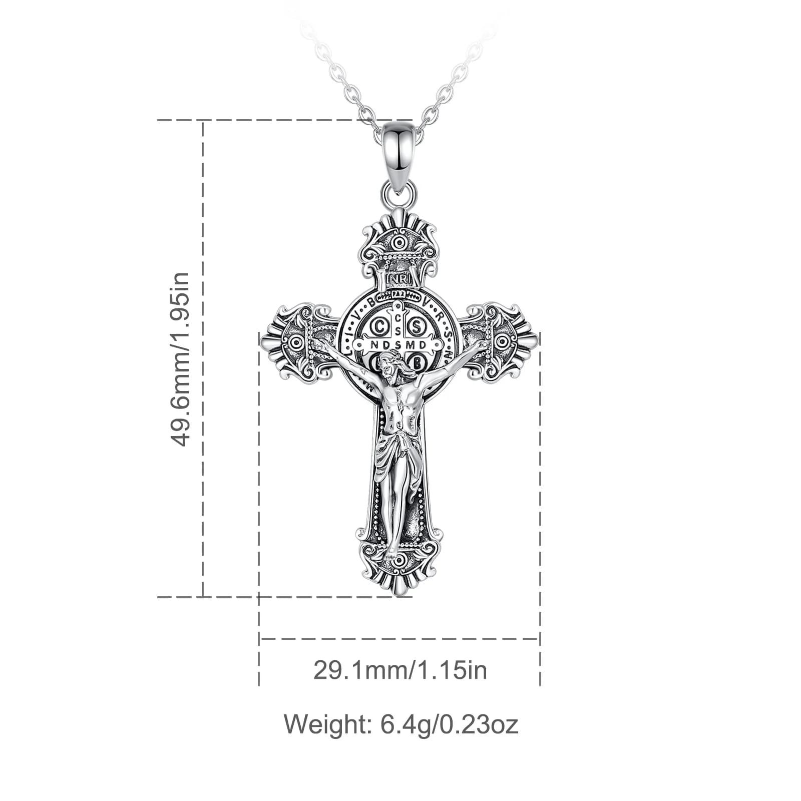 Eudora-Collier médaille Saint Benoît en argent regardé 925 pour hommes et femmes, amulette croix San Benoît, pendentif bijoux religieux, cadeau