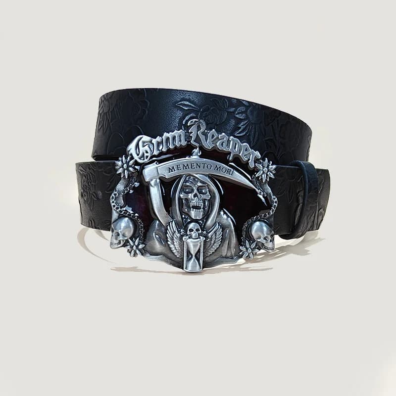 Ceinture en cuir Punk crâne grande taille pour femmes et hommes, Harajuku gothique Y2K, squelette en relief, décoration à la main, accessoires d'halloween