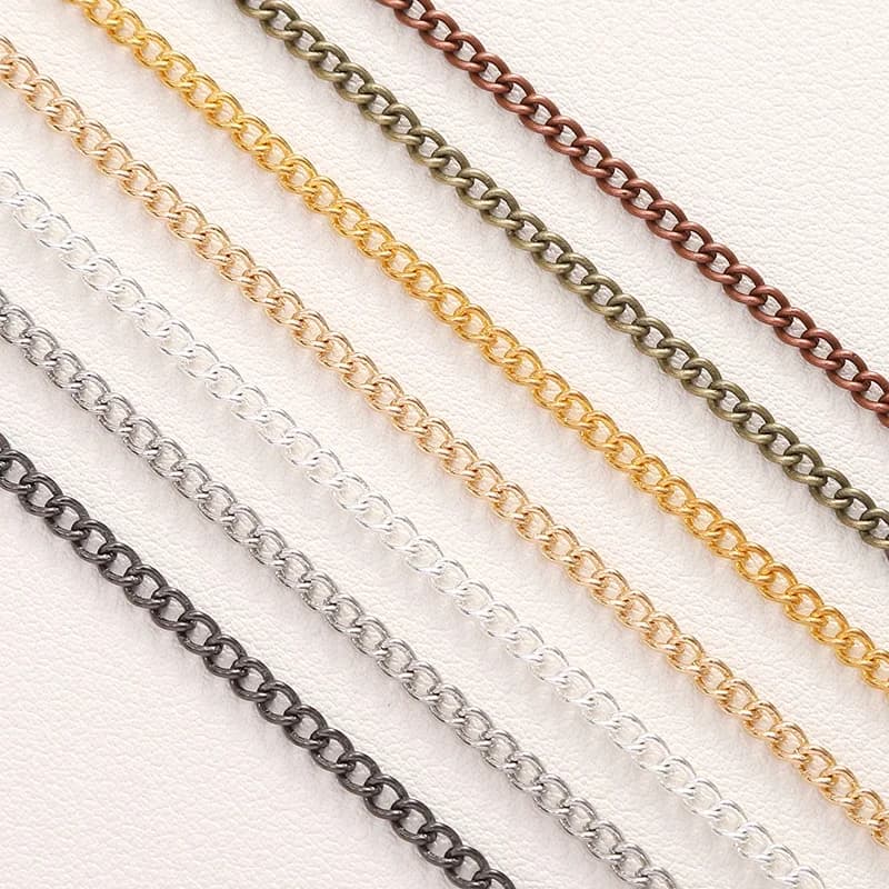 1-5 mètres 1.3/1.6/2/2.5mm 7 couleurs lien en cuivre Extension chaîne de queue en vrac pour la fabrication de bijoux bracelet à bricoler soi-même collier accessoires