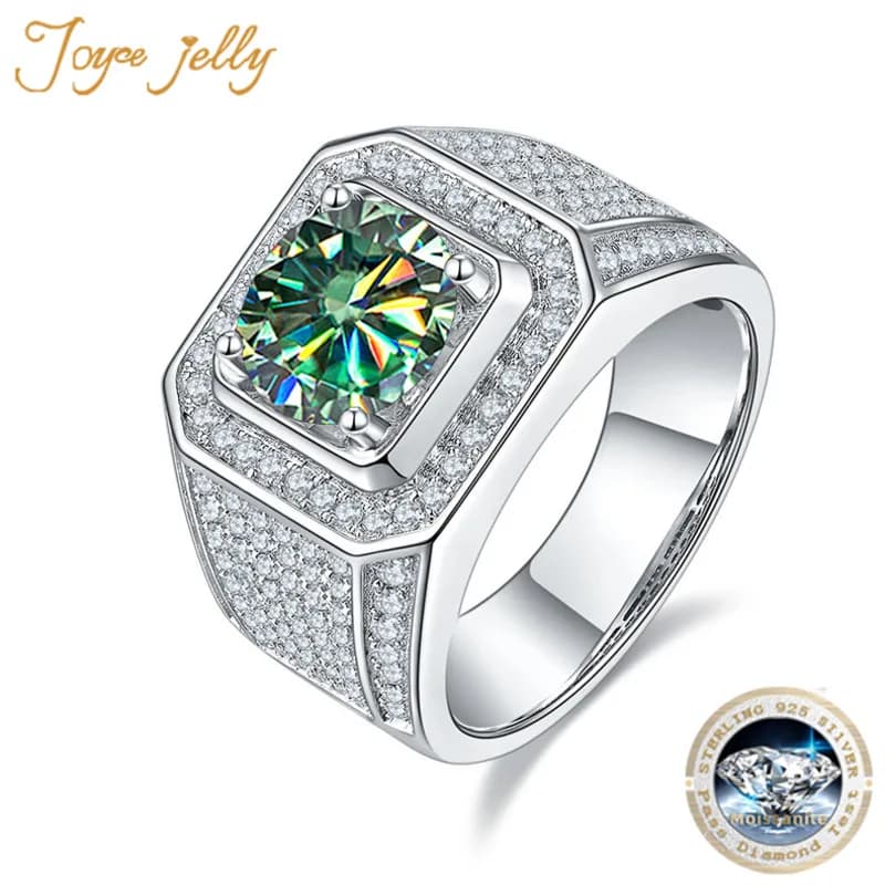 JoyceJelly 2 Carat Moissanite bague pour hommes de luxe 925 en argent Sterling plaqué platine complet laboratoire diamant bijoux pour bagues de mariage