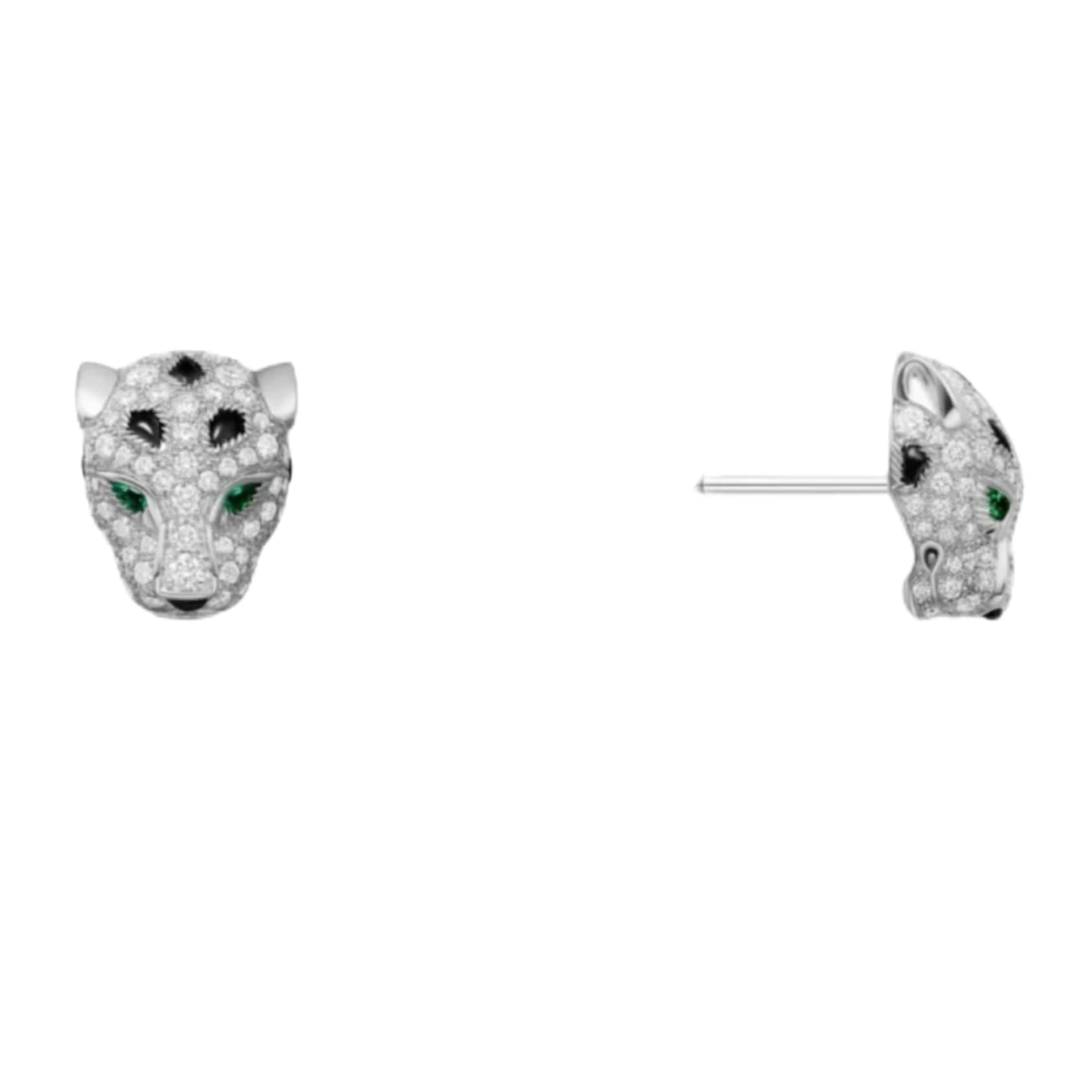 Boucles d'oreilles en argent Sterling 925 avec pierre de carbone, tête de léopard panthère, émail noir, bijoux de luxe de styliste pour femmes ou hommes