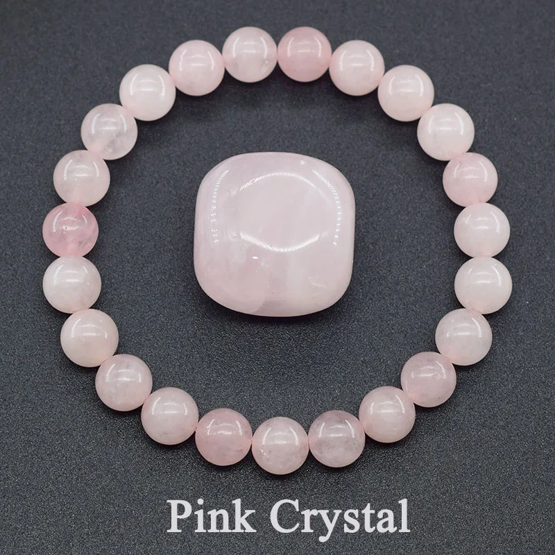 Bracelets extensibles en pierre naturelle de Quartz, poudre de Rose naturelle, purifie l'âme, bijoux, perles pour amoureux des femmes