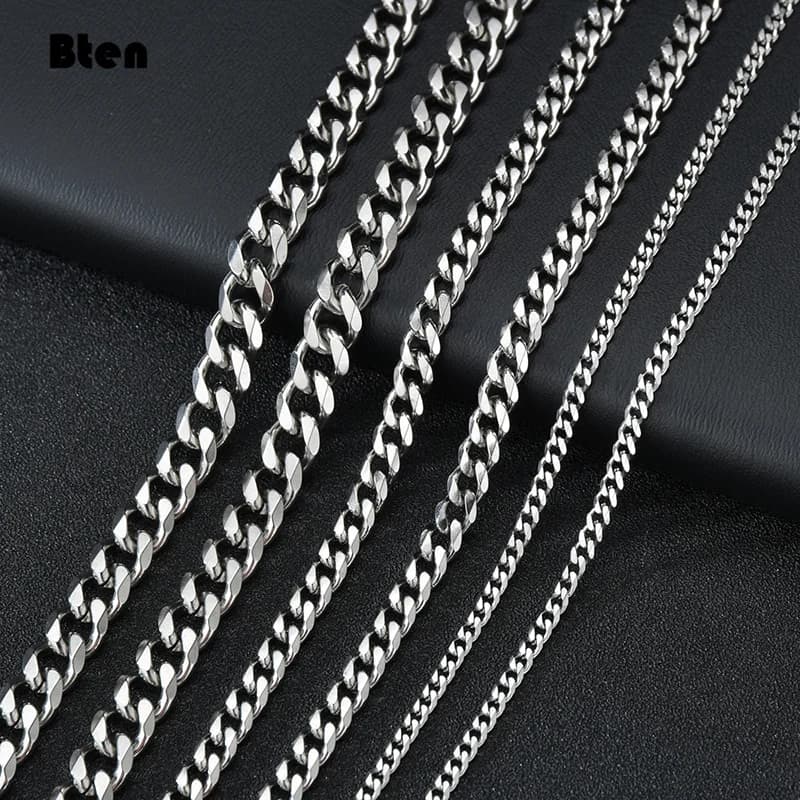 BTEN gourmette cubain hommes collier chaîne or noir argent couleur acier inoxydable colliers pour hommes bijoux de mode 3/5/7/9/11mm