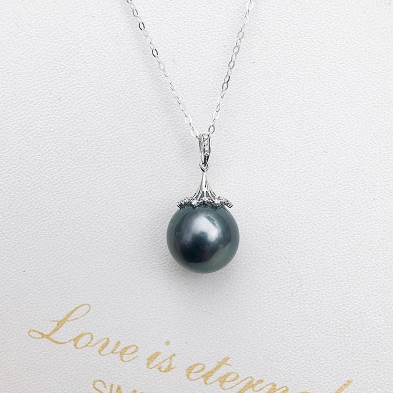 Véritable pendentif en perle de tahiti noire naturelle pour femmes, grand pendentif en argent 925, bijoux pour filles, mère, femme, cadeau d'anniversaire pour mère