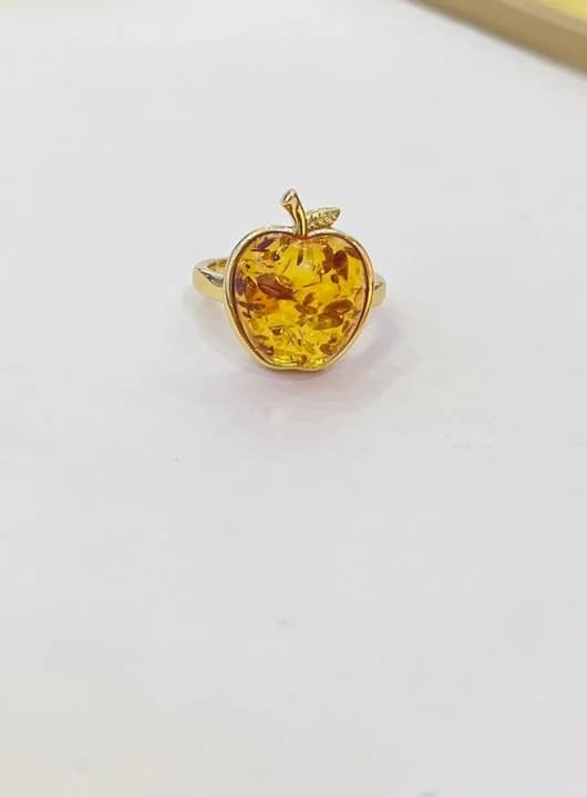 Ensemble de bijoux certifiés en argent 925, ambre naturel en forme de pomme, 14x13mm, fleur de la baltique, plante, ambre miel, anneau ouvert, chaîne, colliers