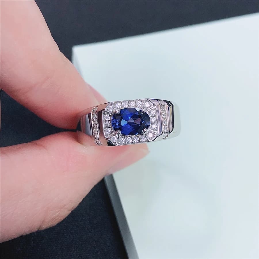 Bague de fiançailles saphir de forme narpour homme