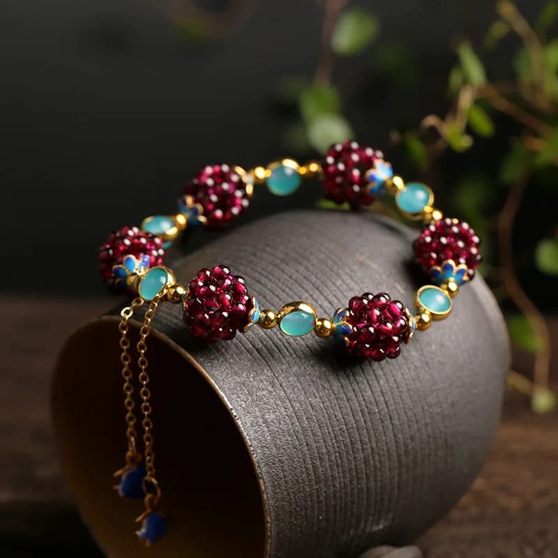 Bracelet rempli d'or 14 carats pour femme, grenat naturel et pierre d'amlogging, bijoux féminins, cadeaux d'anniversaire, ne se décolore pas, nouveau style