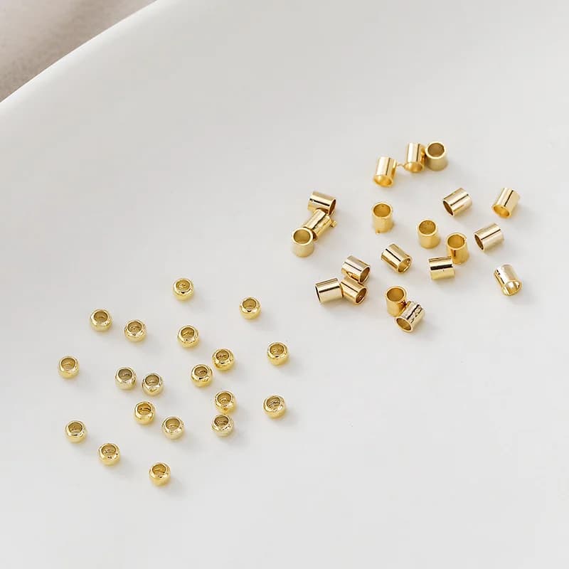 Perles de positionnement en laiton plaqué or 14K/18K, 100 pièces/lot, 1.5/2/2.5mm, pour bricolage, Bracelet, collier, accessoires de fabrication de bijoux