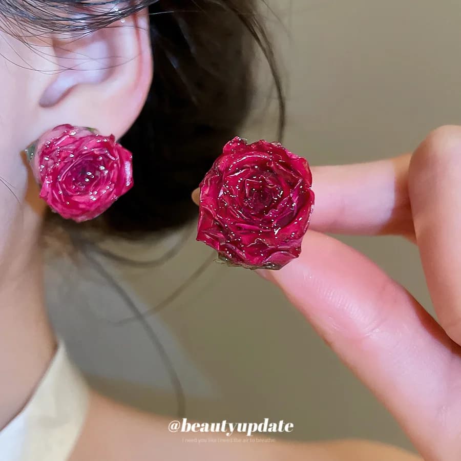 Boucles d'oreilles en forme de rose, bijoux élégants et luxueux pour femmes