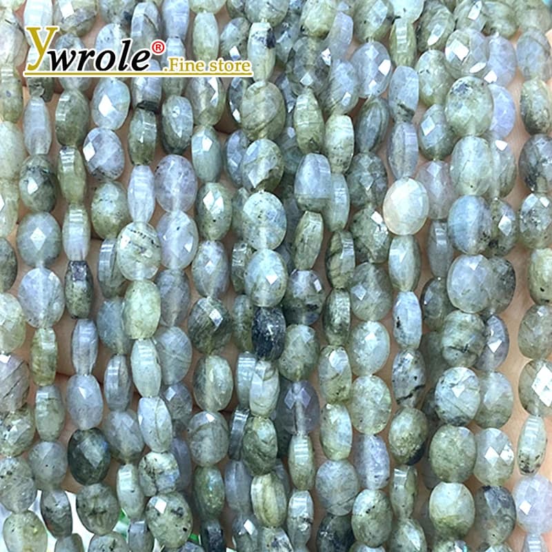 Pierre naturelle à facettes ovale 6x8mm, Labradorite, perles d'espacement amples pour la fabrication de bijoux, boucles d'oreilles, Bracelet, breloques, accessoires