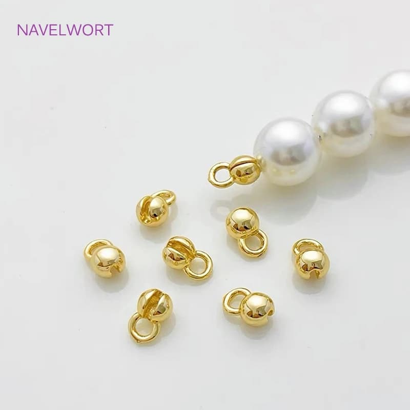 Embouts de perles en laiton plaqué or 18 carats, 4mm, pointes à sertir avec boucle, pour collier à faire soi-même, accessoires de fabrication de bijoux