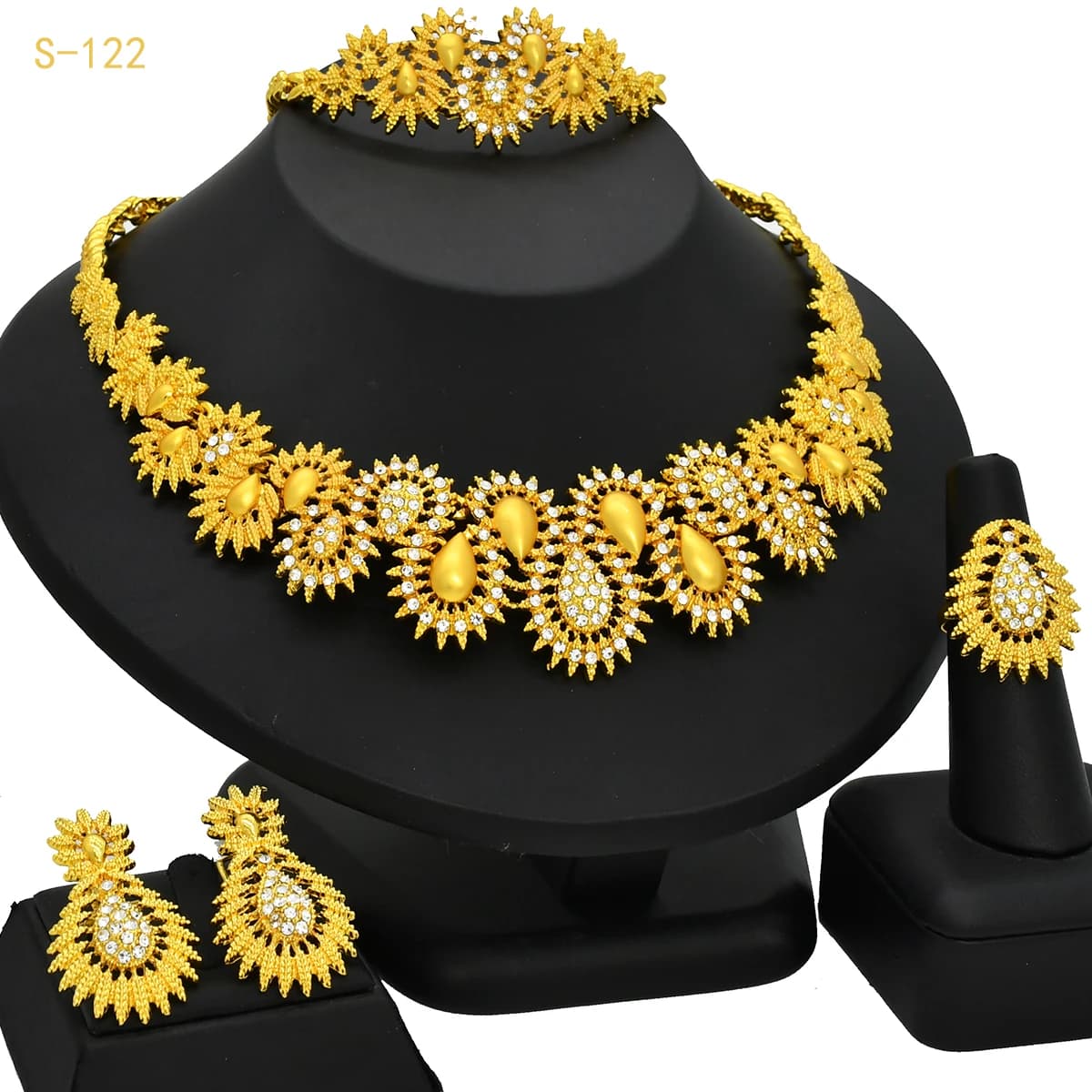 ANIID nigérian couleur or ensemble de bijoux pour femmes indien collier rond boucle d'oreille africain 24K plaqué or