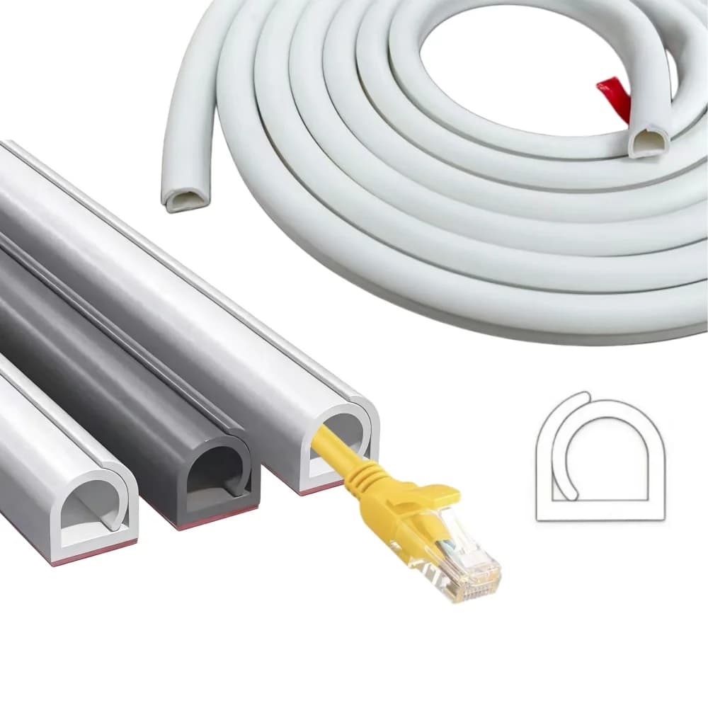 1 rouleau de protection de câble électrique auto-adhésif de 3 mètres/118,11 pouces, canal de câble en PVC, chemin de câbles dissimulé