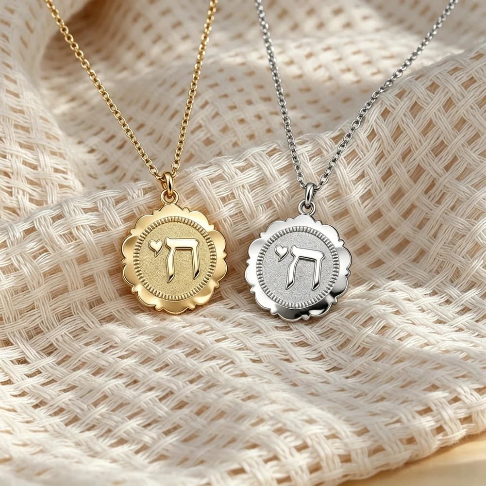 Collier Pendentif Symbole de Vie Chai Hébreu, Amulette Juive en Acier Inoxydable, Bijou Religieux, Cadeau pour Femme, Idéal pour le Quotidien et les Fêtes