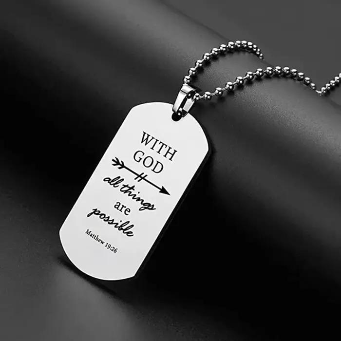 Collier pendentif verset de la Bible pour homme ou garçon