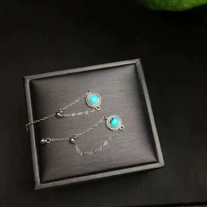 Unité une pièce 925 argent avec vente populaire cristal Turquoise naturel guérison gland Style pierres précieuses bijoux cadeau pour doigt