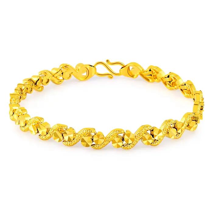 Bracelet en or véritable 24 carats, fleur de voiture plaquée or, bijoux de mariage pour femmes, cade