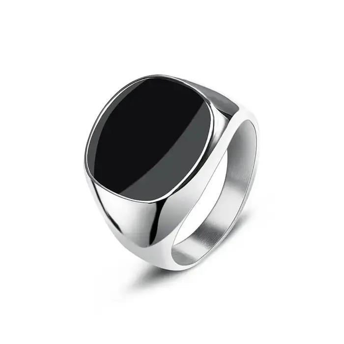 Bague Plate Noire en Acier Inoxydable pour Homme, Style de Luxe, Brcorporelle, Punk Rock, oral alièr