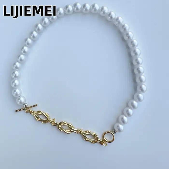 Collier de perles tressées en forme de chaîne avec fermoir OT ; Matériaux et accessoires en gros pour la fabrication de bijoux DIY pour femmes.