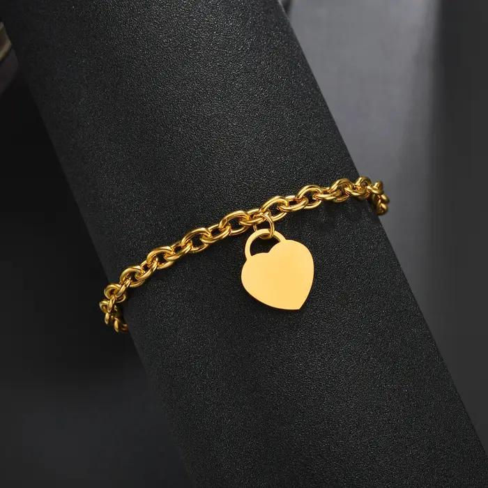 Bracelet en acier inoxydable en forme de cœur gravé personnalisé avec nom ou photo pour hommes et femmes occasions spéciales