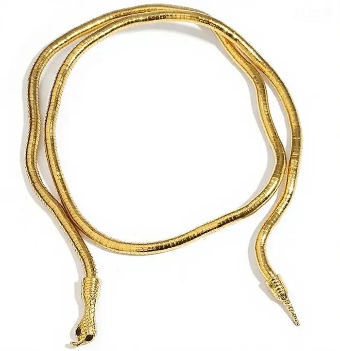 AENSOA 2025 nouveau Punk multicouche en alliage de métal or noir couleur Cool Bendy serpent collier Bracelet pour femmes hommes gros bijoux
