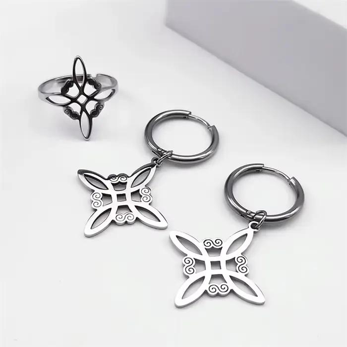 Ensemble de bijoux en acier inoxydable nœud celtique irlandais pour parties et occasions spéciales hiphop rock