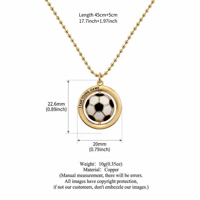 Collier avec pendentif de ballon de sport rotatif (football, tennis, baseball, volleyball, golf) et