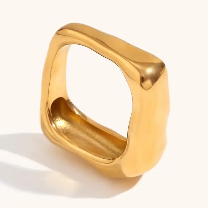 La.Muses-Bague en Acier Inoxydable de Forme Carrée