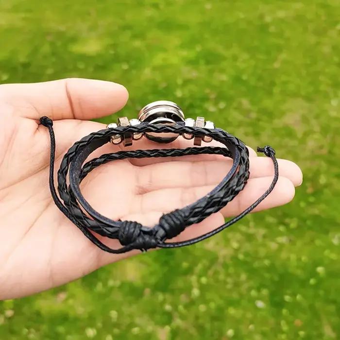 Bracelet en cuir avec roue de Roulette pour hommes et femmes
