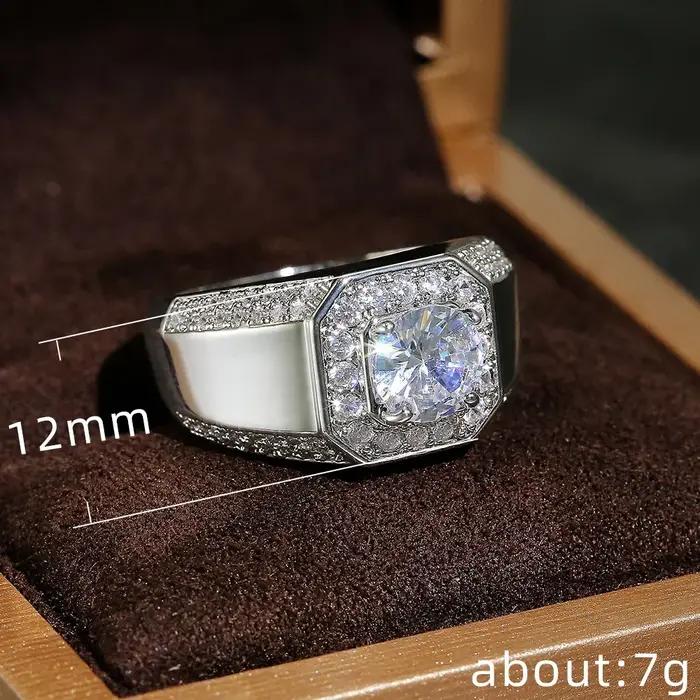 Luxe 925 en argent Sterling hommes AAA cristal Zircon pierre bague de mariage brillant Noble fiançailles