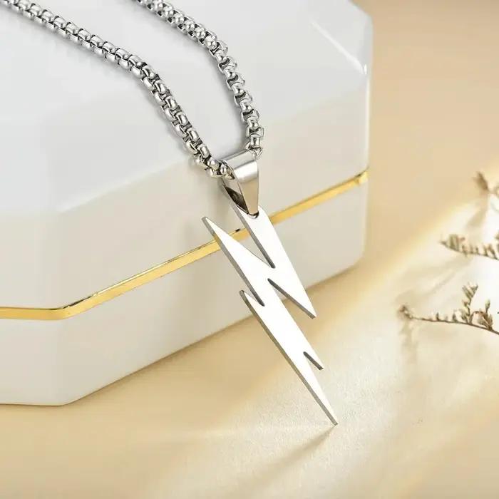 Collier pendentif Punk Lightning pour hommes et garçons