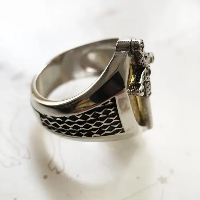 Bague Signet épée dorée en argent Sterling 925