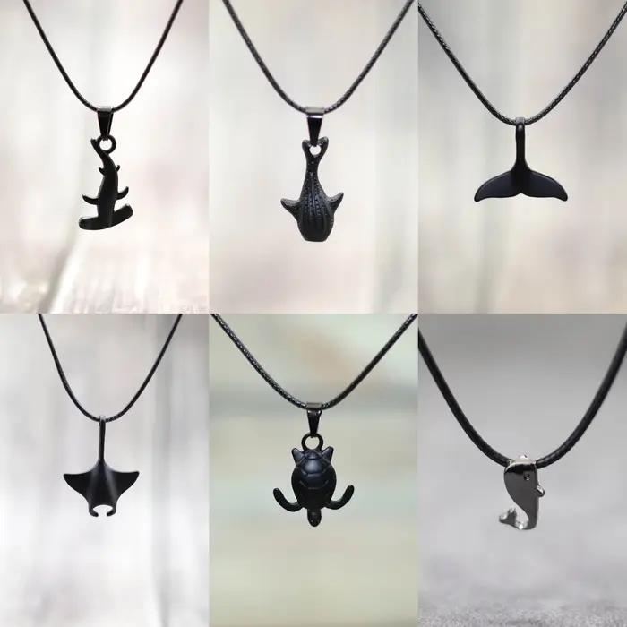 Collier animal marin pour hommes, manta requin baleine tortue, collier ras du cou en pierre naturelle et acier, cadeau pour occasions spéciales