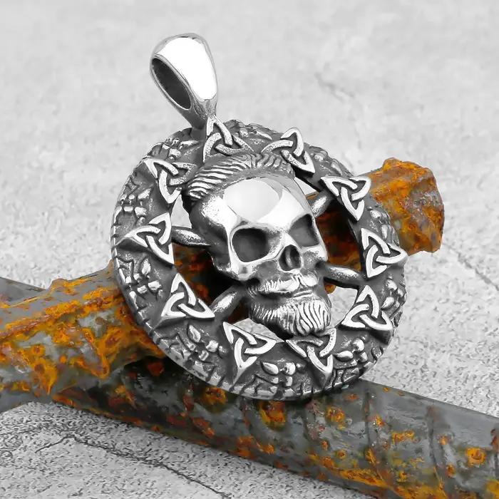 Collier de crâne de roche de rue gothique pour hommes