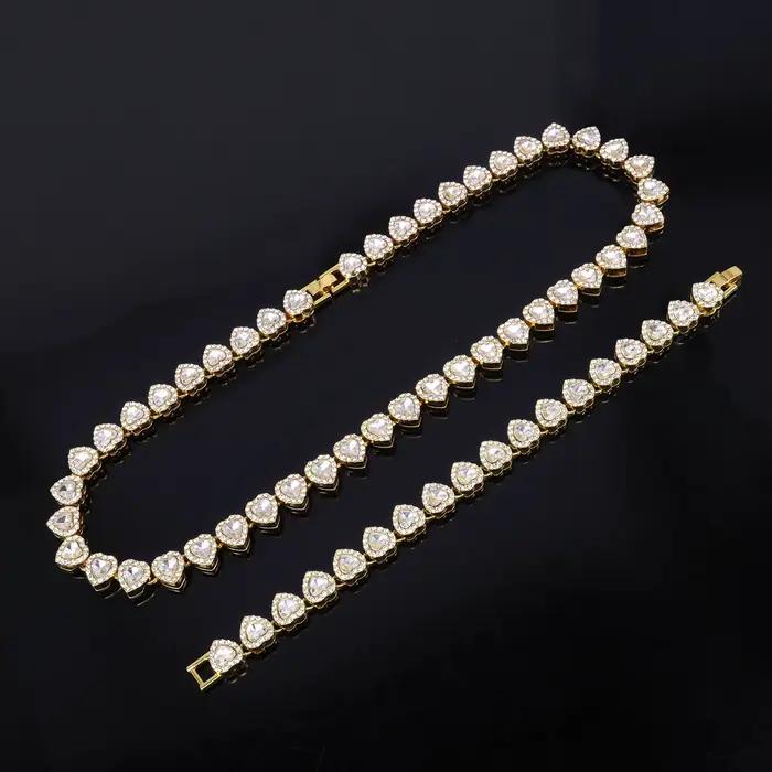 Ensemble de bijoux en zircone cubique et alliage de zinc pour femmes et hommes style hip-hop rock occassions spéciales