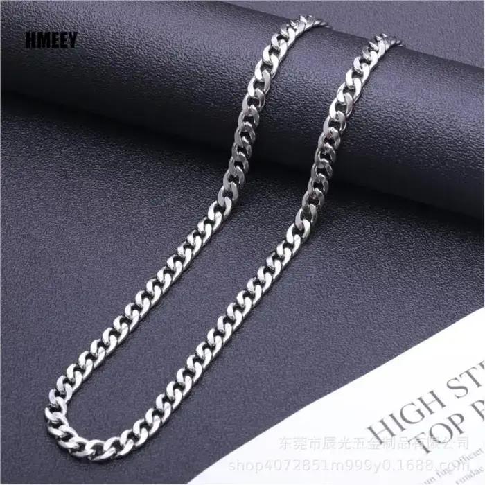 Hmeey – collier chaîne en acier inoxydable, Long Hip Hop pour femmes et hommes sur le cou, bijoux à